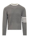 Classic 4-Bar Cable Cotton Knit Top Grey - THOM BROWNE - BALAAN 1