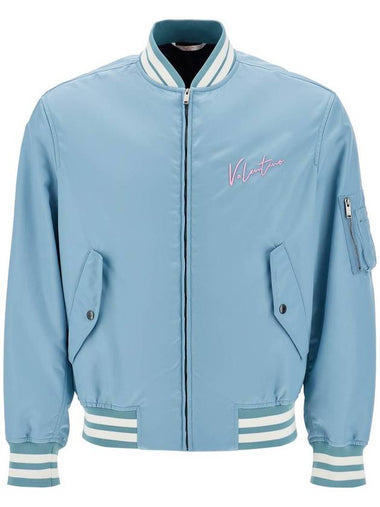 nylon bomber jacket with embroidery and print. - VALENTINO - BALAAN 1