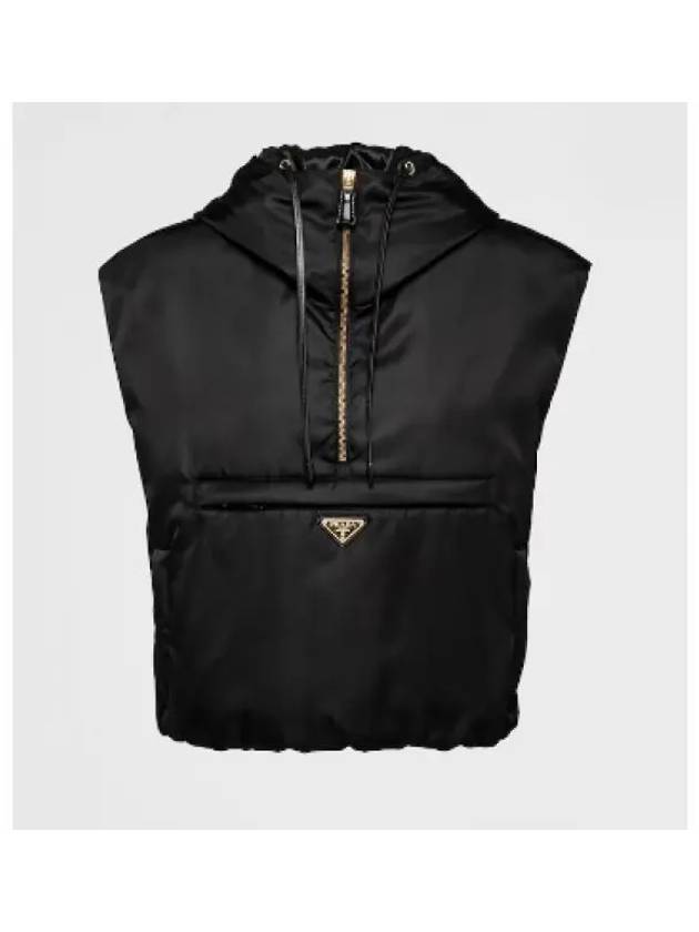 Triangle Logo Half Zip Re-Nylon Vest Black - PRADA - BALAAN 2