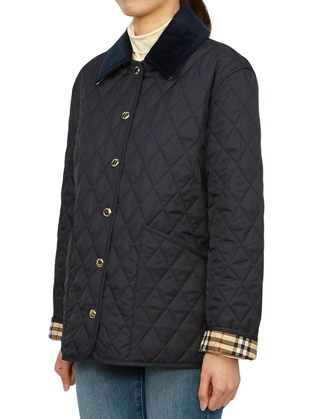 Corduroy Collar Quilted Jacket Navy - BURBERRY - BALAAN 4