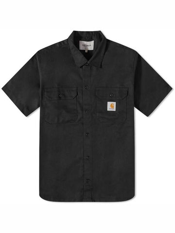 Master Logo Patch Short Sleeve Shirt Black - CARHARTT WIP - BALAAN 1