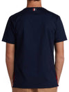 Men's Medium Weight Jersey Tipped Pocket Crewneck Short Short Sleeve T-Shirt Navy - THOM BROWNE - BALAAN 4