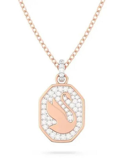 Swan Octagon Emblem Pendant Long Necklace Rose Gold - SWAROVSKI - BALAAN 2