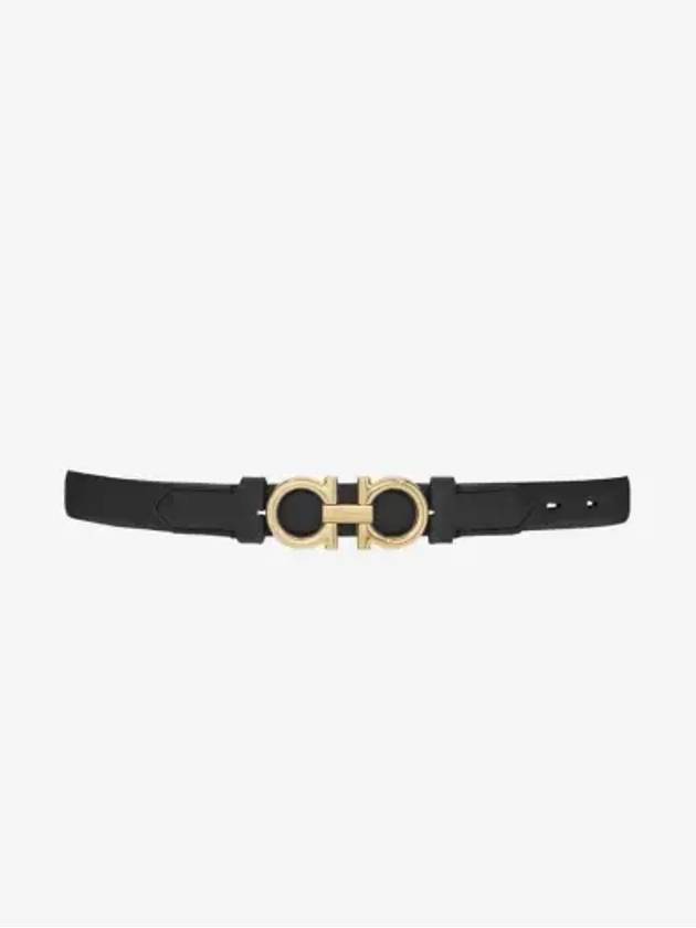 Gancini Leather Belt Black - SALVATORE FERRAGAMO - BALAAN 2