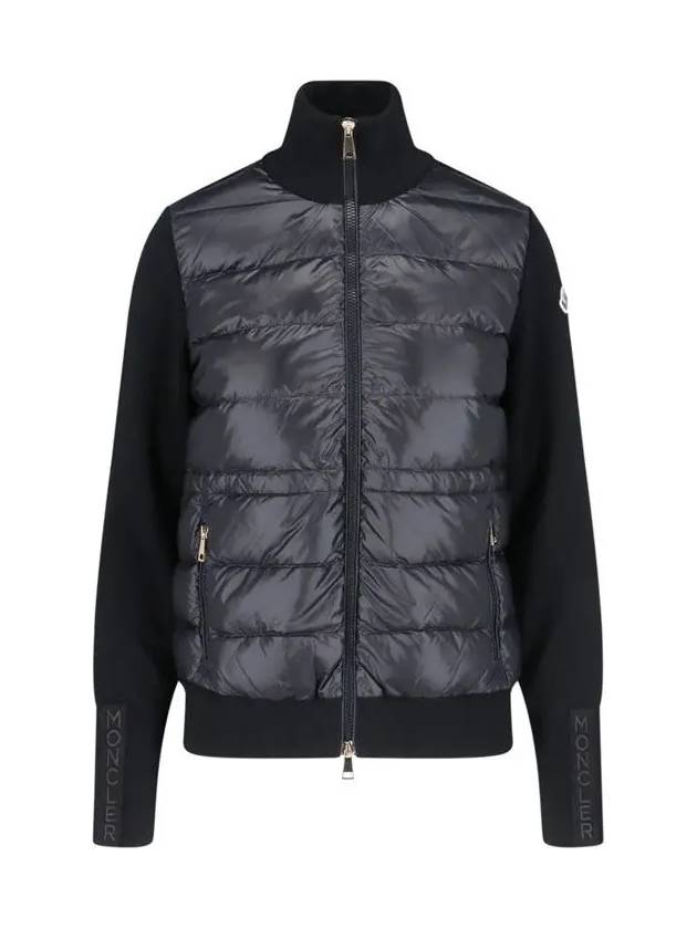 Padded Wool Zip-Up Cardigan Black - MONCLER - BALAAN 3