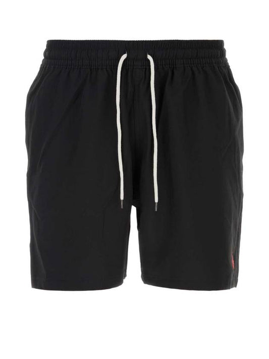 Embroidered Logo Drawstring Swim Shorts Black - POLO RALPH LAUREN - BALAAN 1