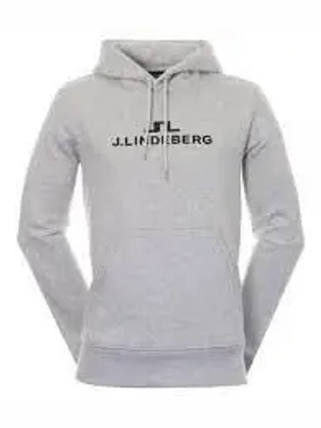 Alpha Logo Print Hoodie Light Grey Melange - J.LINDEBERG - BALAAN 2