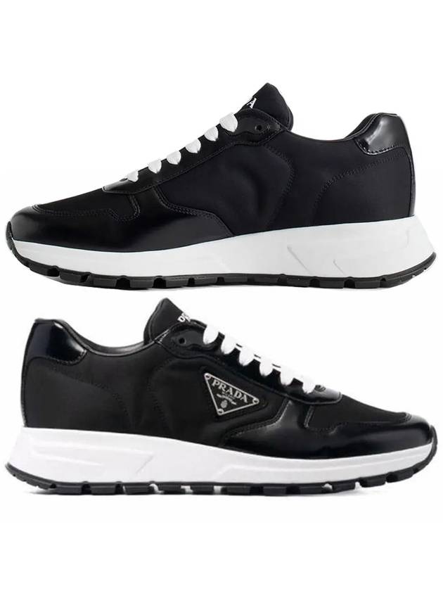 Prax 01 Re-Nylon Brushed Leather Low-Top Sneakers Black - PRADA - BALAAN 2