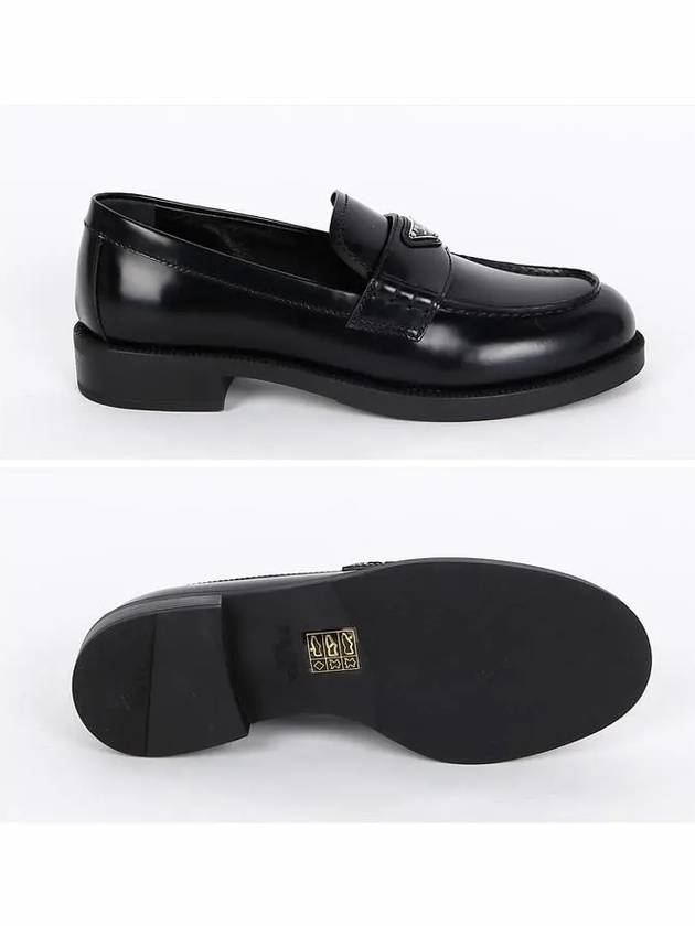 Triangle Logo Leather Loafers Black - PRADA - BALAAN 4