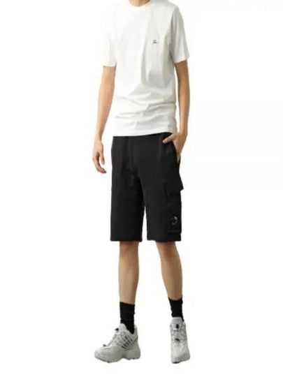 Men's Diagonal Cotton Track Shorts Black - CP COMPANY - BALAAN 2