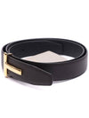 T Logo Reversible Leather Belt Black Brown - TOM FORD - BALAAN 4