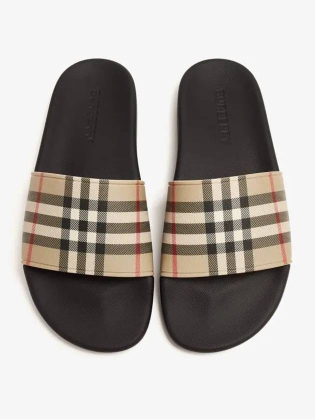 Vintage Check Print Slippers Black Beige - BURBERRY - BALAAN 5