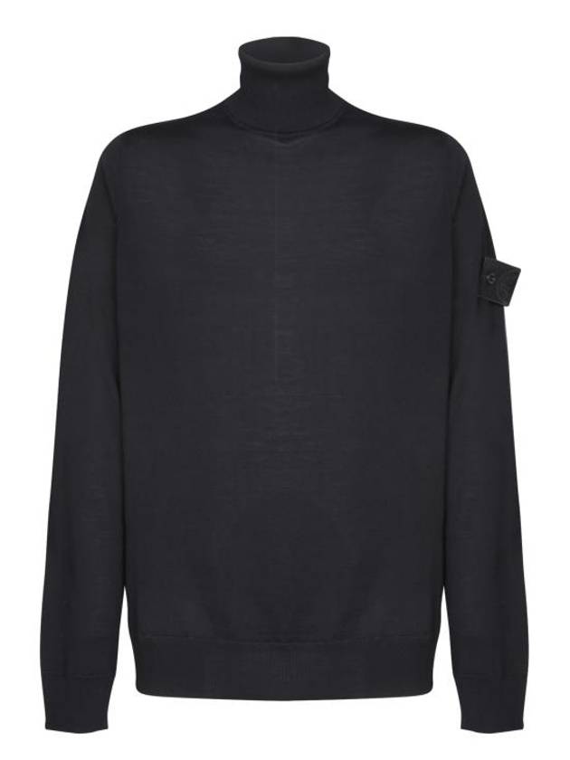 Wool Knit Turtleneck Black - STONE ISLAND - BALAAN 1