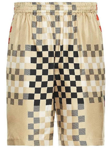 Burberry Bradeston Pixel Check Satin Shorts, Size Small - BURBERRY - BALAAN 1