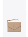 Grain De Poudre Cassandre Clutch Bag Dark Beige - SAINT LAURENT - BALAAN 2