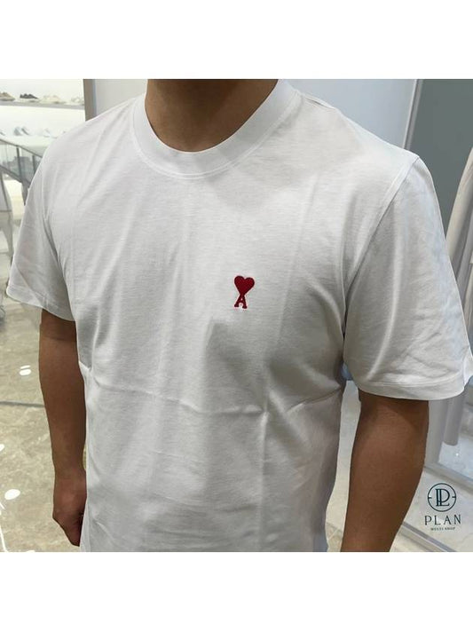 Small Heart Logo Short Sleeve T-Shirt White - AMI - BALAAN 2