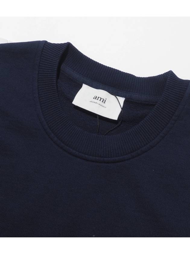 Small Heart Logo Sweatshirt Navy - AMI - BALAAN 4