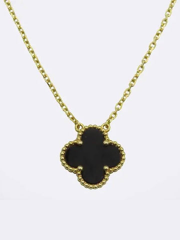 Van Cleef Arpels VCARA45800 18K Gold Alhambra Onyx Vintage Necklace - VANCLEEFARPELS - BALAAN 1