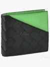 Intrecciato Two-Tone Half Wallet Black Green - BOTTEGA VENETA - BALAAN 2