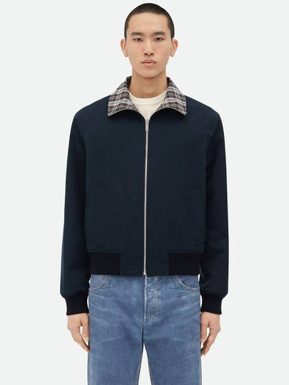 Checked Reversible Cotton Jacket Brown Navy - BOTTEGA VENETA - BALAAN 2