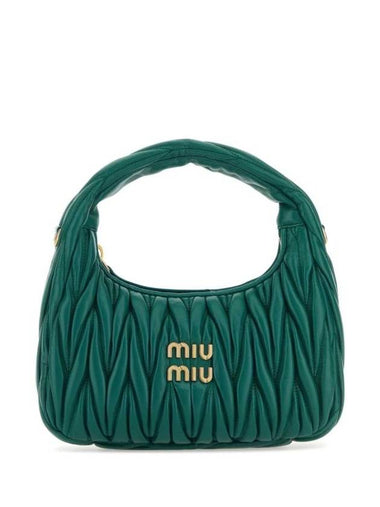 Wander Materasse Nappa Leather Mini Hobo Tote Bag Lagoon Blue - MIU MIU - BALAAN 1