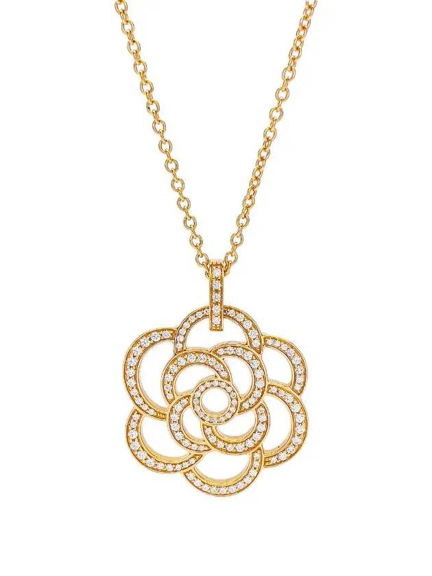 Camellia necklace 18K pink gold full pave diamond 4ET0098 - CHANEL - BALAAN 1