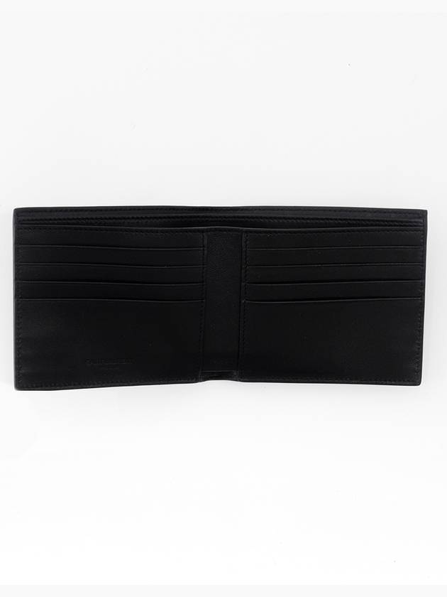 Crocodile Embossed Leather Half Wallet Black - SAINT LAURENT - BALAAN 6