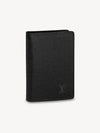 Pocket Organizer Taiga Leather Card Wallet Black - LOUIS VUITTON - BALAAN 2