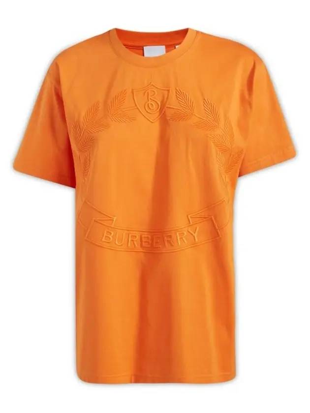 Embroidered Logo Short Sleeve T-Shirt Orange - BURBERRY - BALAAN 1