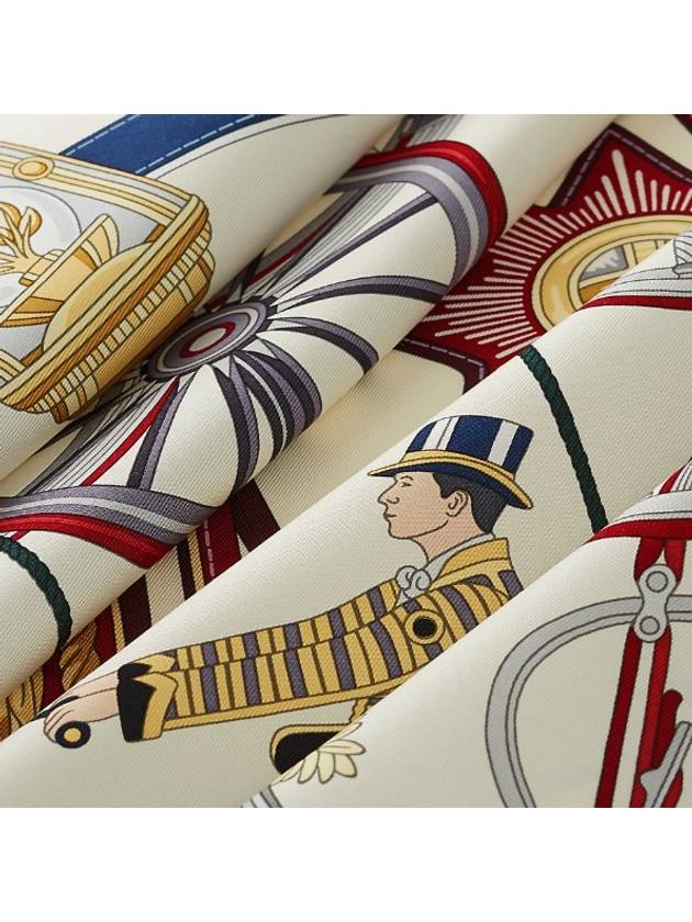Stately Wheels Silk  90 Scarf Creme Bordeaux Blue - HERMES - BALAAN 8