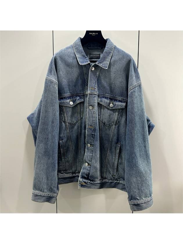 1 Men s Wave Logo Back Tape Overfit Denim Jacket - BALENCIAGA - BALAAN 9