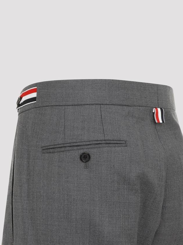 Low Rise Side Tab Wool Slacks Grey - THOM BROWNE - BALAAN 4