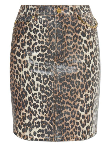 Ganni Skirt With Animal Print, Women's, Beige - GANNI - BALAAN 1