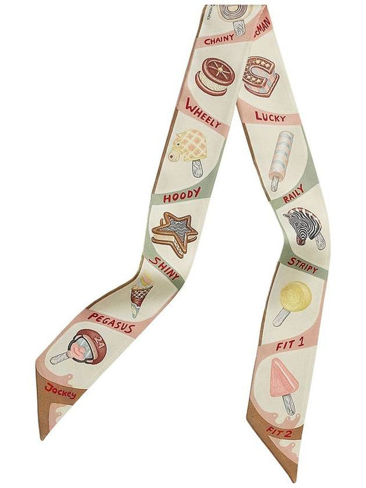 Funny Ice Cream Twilly Scarf Beige - HERMES - BALAAN 2