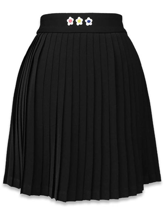 Embroidery Pleated Skirt Shorts Daisy Pleated Skirt Black MCS23SK 04BK - MACKY - BALAAN 2