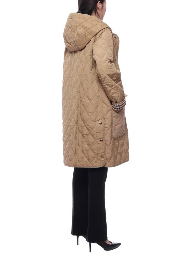 Diamond Quilted Hooded Single Coat Beige - BURBERRY - BALAAN 7