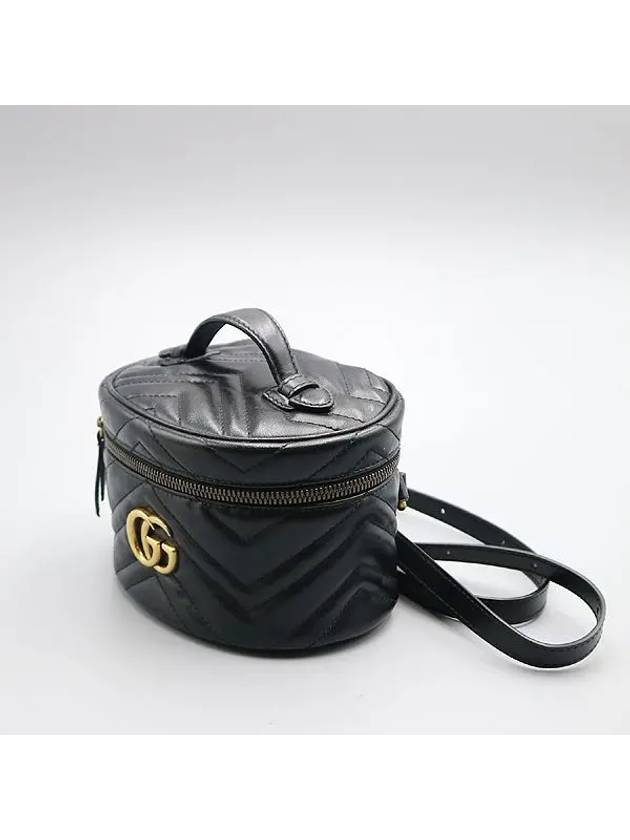 598594 Black leather GG Marmont mini backpack - GUCCI - BALAAN 3