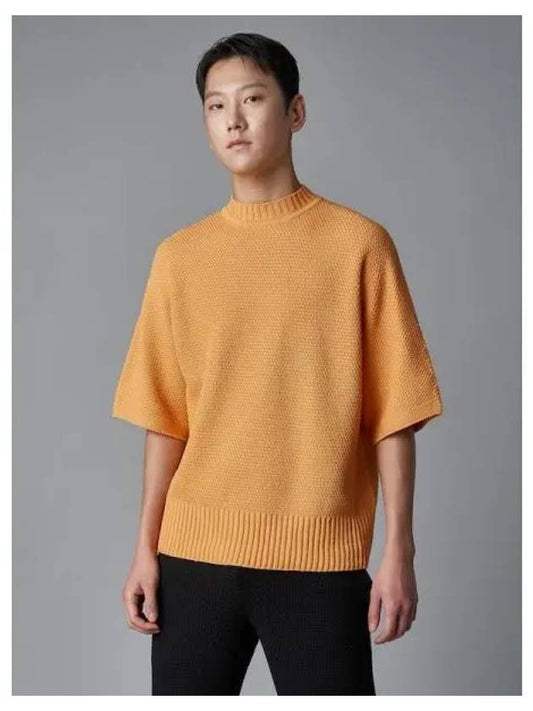 Rustic knit oversized short sleeve t shirt orange domestic product - ISSEY MIYAKE - BALAAN 1