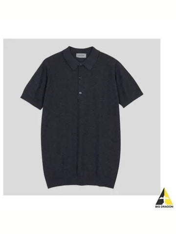 Roth Knit Pique Collar Shirt Charcoal - JOHN SMEDLEY - BALAAN 1