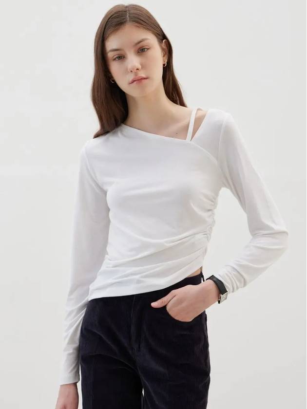 Unbalanced Strap Balloon Long Sleeve T-Shirt Ivory - LESEIZIEME - BALAAN 2