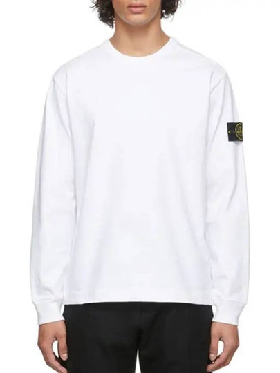 Logo Wappen Patch Crew Neck Long Sleeve T Shirt White - STONE ISLAND - BALAAN 2