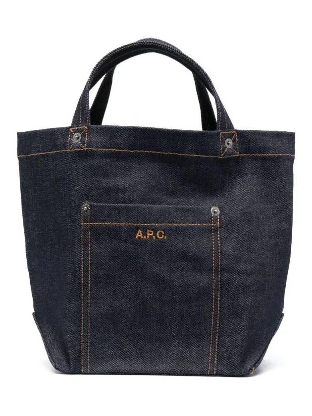 Thais Embroidered Logo Denim Small Tote Bag Indigo - A.P.C. - BALAAN 1