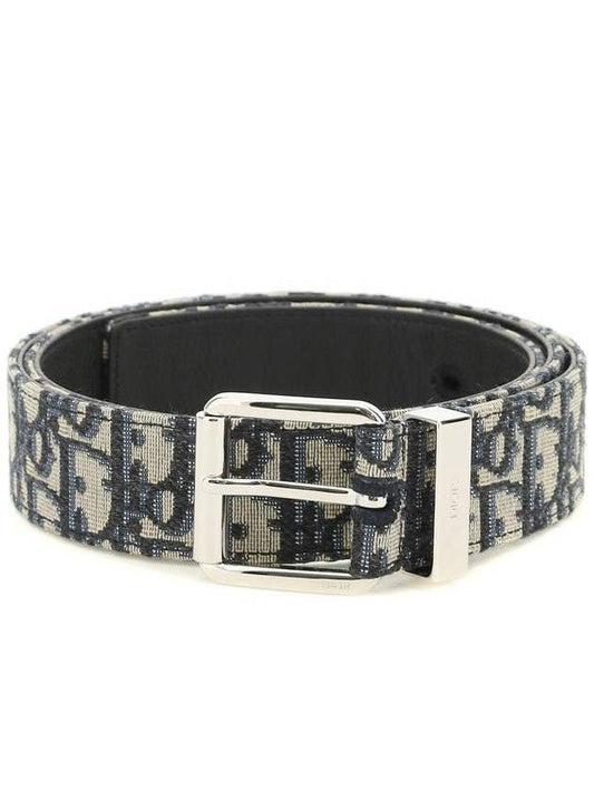 Oblique Logo Jacquard Leather Belt - DIOR - BALAAN.