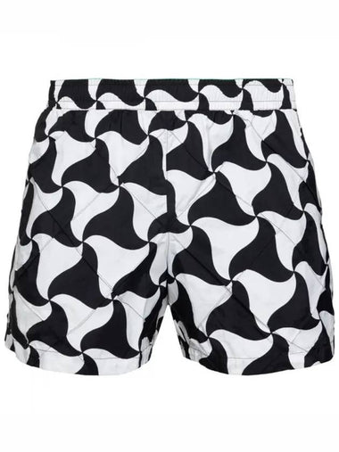 Bottega Veneta Print Tech Triangle Swim Shorts White Black - BOTTEGA VENETA - BALAAN 1