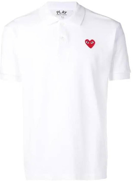 Red Heart Wappen Polo Shirt P1 T006 5 White - COMME DES GARCONS - BALAAN 2