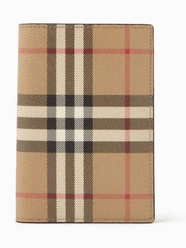 Checked Leather Passport Wallet Beige - BURBERRY - BALAAN 2