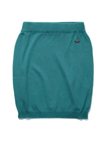 Women's ORB Logo Knit Bea Mini H Line Skirt Blue - VIVIENNE WESTWOOD - BALAAN 1