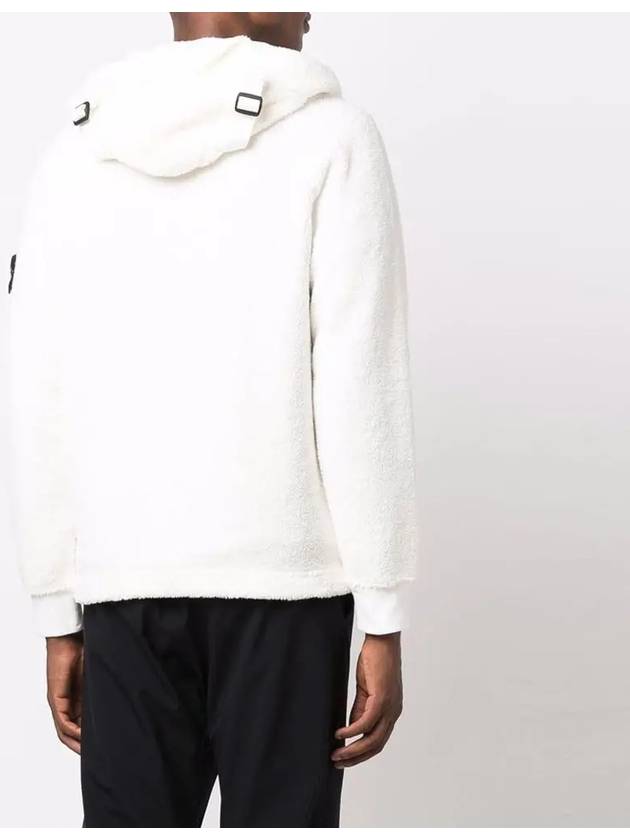 Men's Wappen Patch Shearling Hooded Jacket White - STONE ISLAND - BALAAN 4