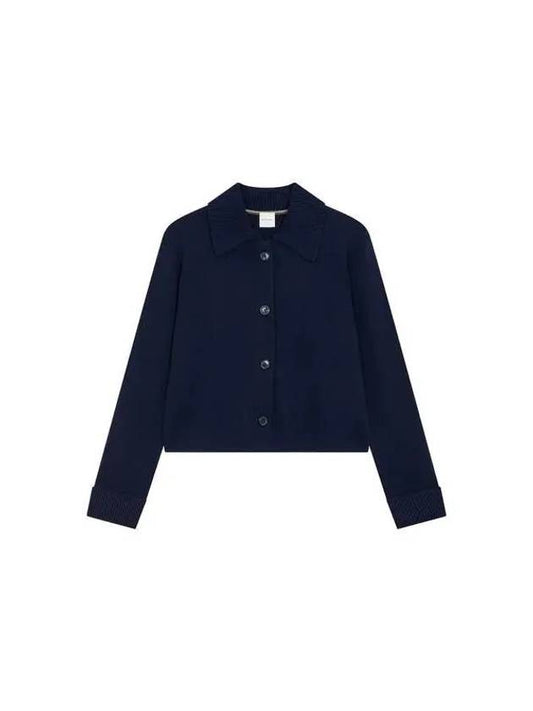 Women s Button Up Collar Knitted Blazer Navy 270342 - PAUL SMITH - BALAAN 1