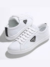 Brushed Leather Sneakers White Black - PRADA - BALAAN 6